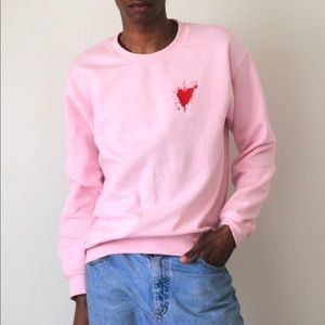 Custom Pink Sweatshirt with Embroidered Heart